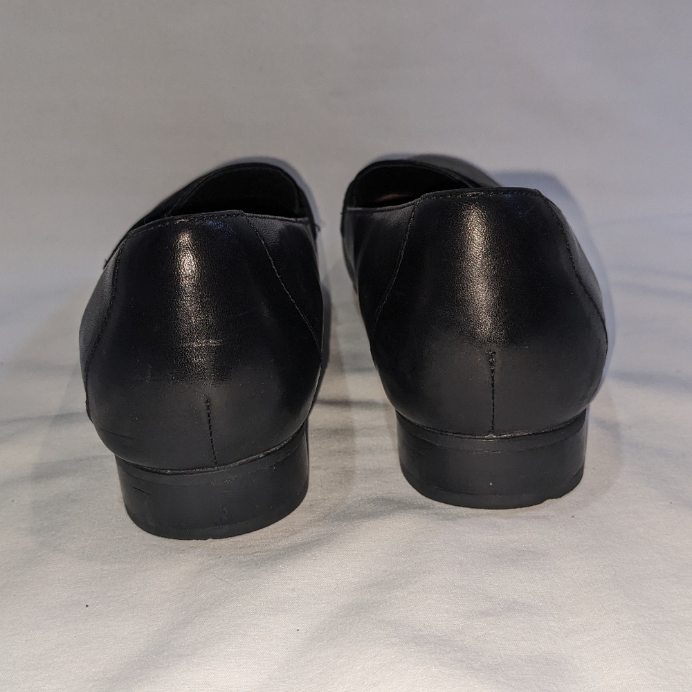 Clarks Unstructured Black Leather Penny Loafers Size 7 - Picture 7 of 13